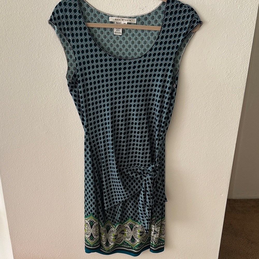 Max Studio Teal and Black Geometric Dress
